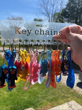 H&M Blue and Yellow Cartoon Dog Keychain Pair